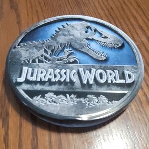 Jurassic World Blu-Ray + DVD set in collectible round tin case.